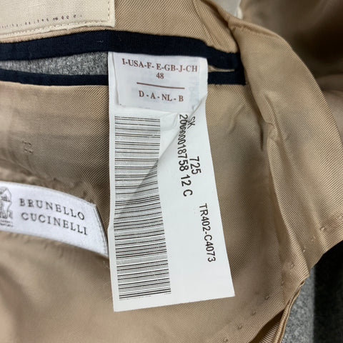 BRUNELLO CUCINELLI Size 38 Grey Wool Blend Peak Lapel Sport Coat