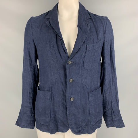 45rpm Size XL Navy Linen Notch Lapel Jacket