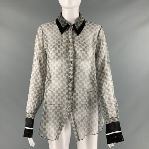 ELIZABETH and JAMES Size M Black White Checkered Casual Top