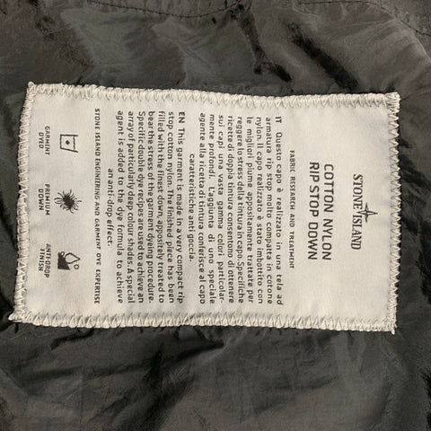 STONE ISLAND Size L Black Quilted Cotton / Nylon Rip Stop Down Jacket