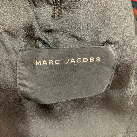 MARC JACOBS Size 40 Burgundy Black Navy Print Cotton Velvet Sport Coat