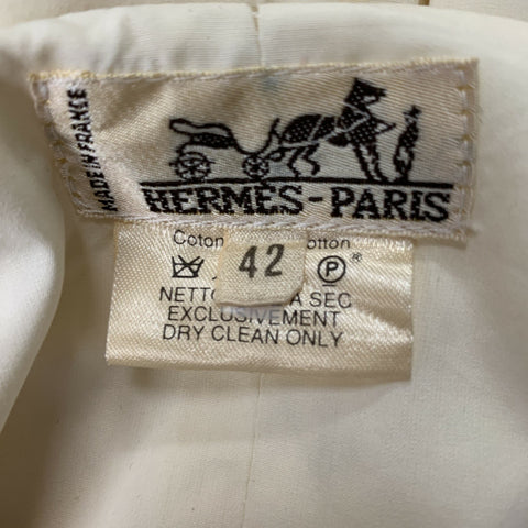 HERMES Taille 10 Gilet à rayures en coton beige crème