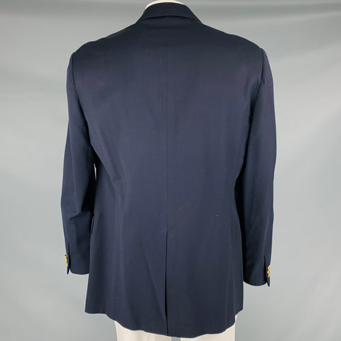 RALPH LAUREN Size 46 Navy Wool Notch Lapel Sport Coat