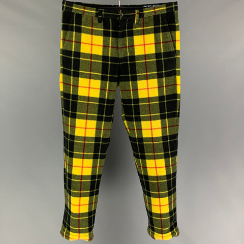 POLO by RALPH LAUREN x PALACE Size 32 Yellow Black Plaid Polyester Zip Fly Dress Pants