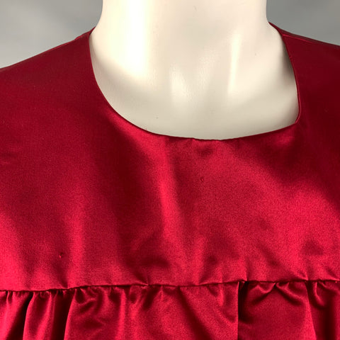 PRADA Talla 10 Top de vestido sin mangas plisado de seda roja