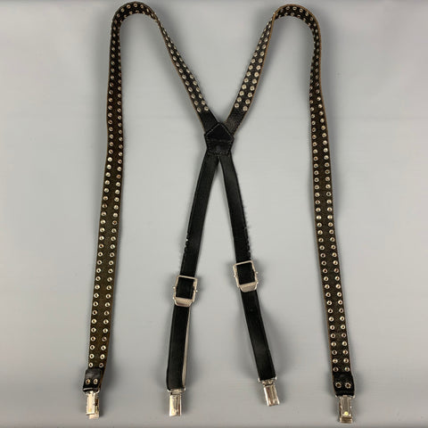 DSQUARED2 Black Studded Leather Suspenders