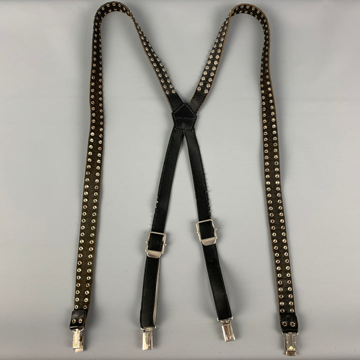 DSQUARED2 Black Studded Leather Suspenders