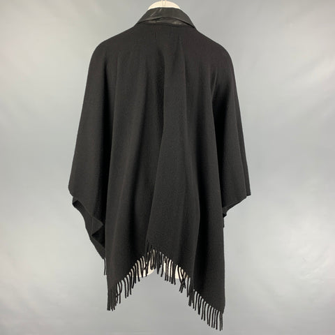 THE KOOPLES Size One Size Black Wool Polyamide Fringed Studded Collar Coat