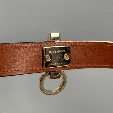 GIVENCHY Black White Gold Metal Leather Metal Obsedia Bracelet