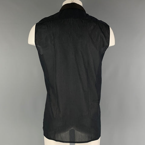 LANVIN Size XS Black Patchwork Cotton Sleeveless Long Sleeve Shirt
