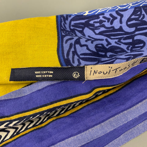 INOUITOOSH Purple Yellow Abstract Cotton Scarf
