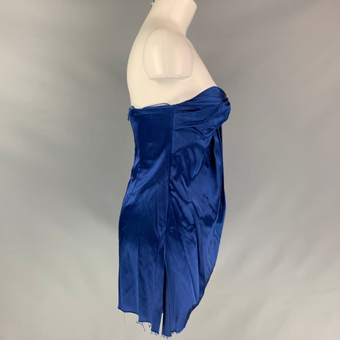 MARINA MOSCONE Taille 4 Robe bustier en mélange d'acétate bleu marine