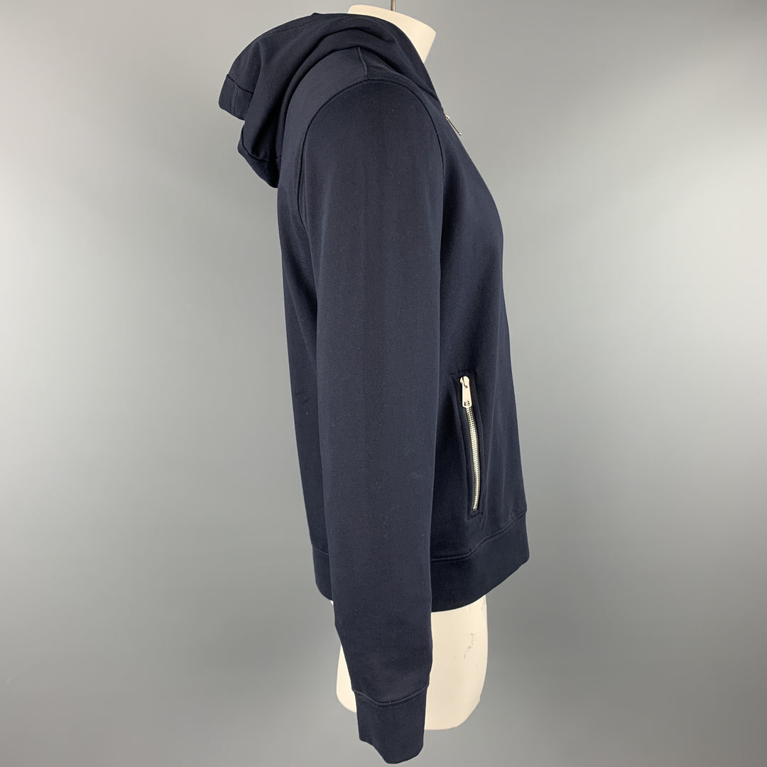 VINCE Navy Solid Cotton Zip Up Chest Size L Jacket