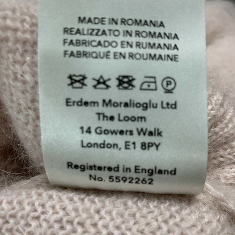 ERDEM Size S Pink Mohair Blend V-Neck Cardigan