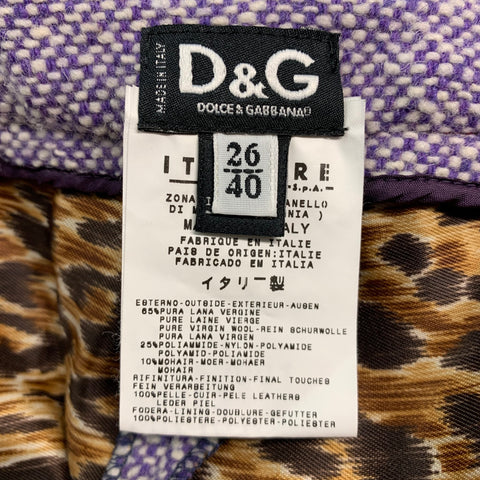 DOLCE & GABBANA Size 26 Purple White Wool Blend Dress Pants