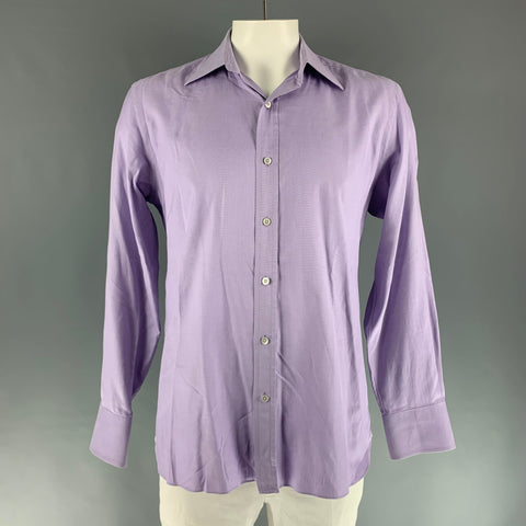 TOM FORD Size XL Purple Cotton Long Sleeve Shirt