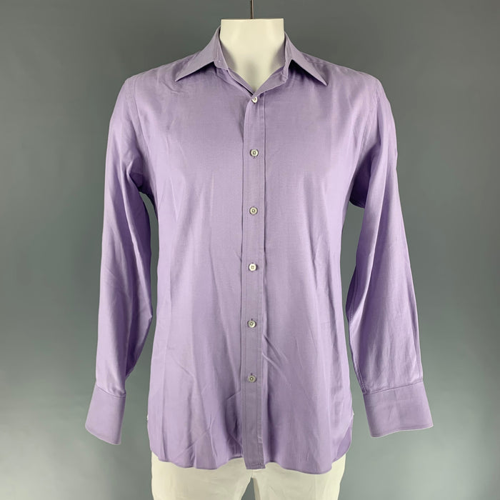 TOM FORD Size XL Purple Cotton Long Sleeve Shirt