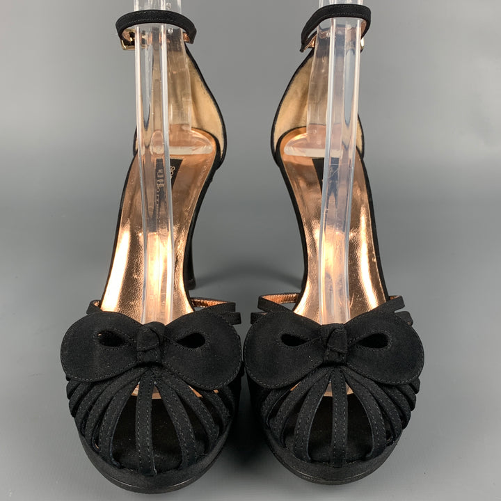 SERGIO ROSSI Size 5.5 Black Strappy Bow Sandals