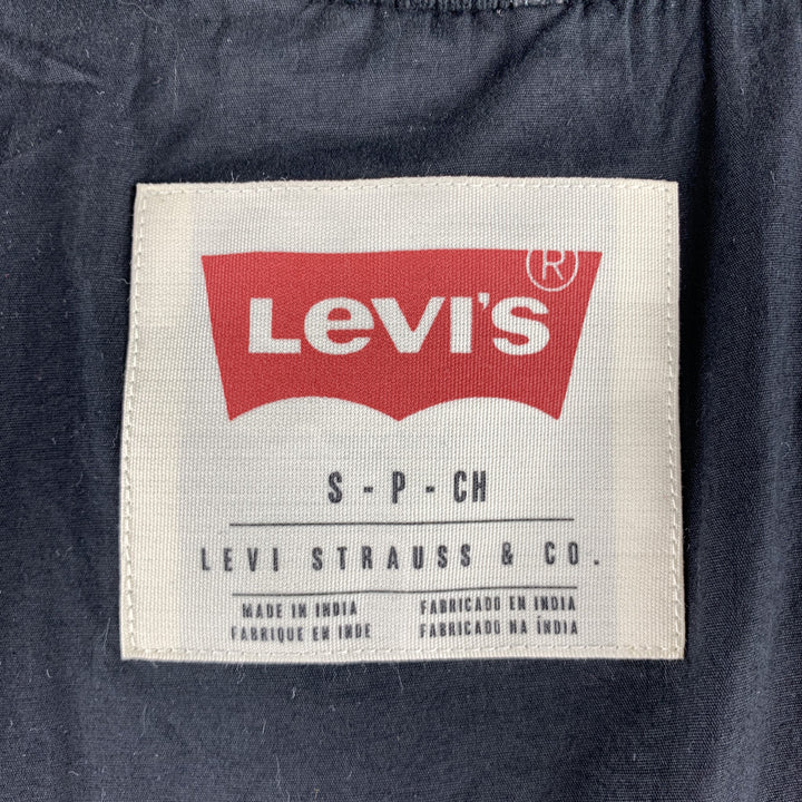 LEVI'S Size S Black Distressed Leather Zip Up Bomber Jacket