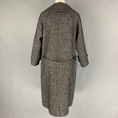 COMME des GARCONS TRICOT Size M Black White Wool Blend Herringbone Coat
