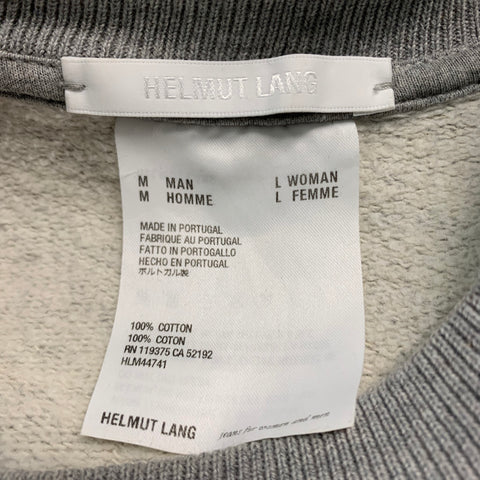 HELMUT LANG Size M Grey Blue Logo Cotton Crew-Neck Sweatshirt