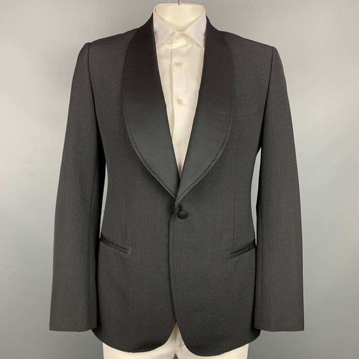 DOLCE &amp; GABBANA Talla 44 Abrigo deportivo regular de mezcla de poliéster a rayas negras y grises