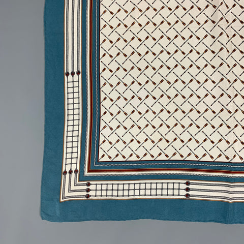 GUCCI White & Blue Nautical Square Scarf