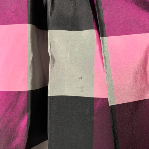 BALMAIN Size 6 Pink, Purple, Black & Grey Silk Checkered Pleated Long Skirt