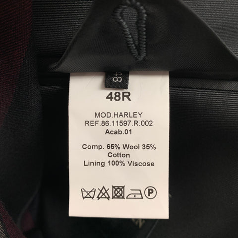 KENT CURWEN Size 48 Black & Burgundy Vertical Stripe Notch Lapel Sport Coat