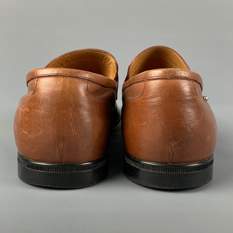 Vintage GUCCI Size 7.5 Tan Green Red Slip On Loafers