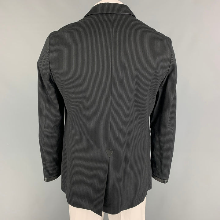 JOHN VARVATOS Size 42 Black Grey Pinstripe Cotton Blend Sport Coat