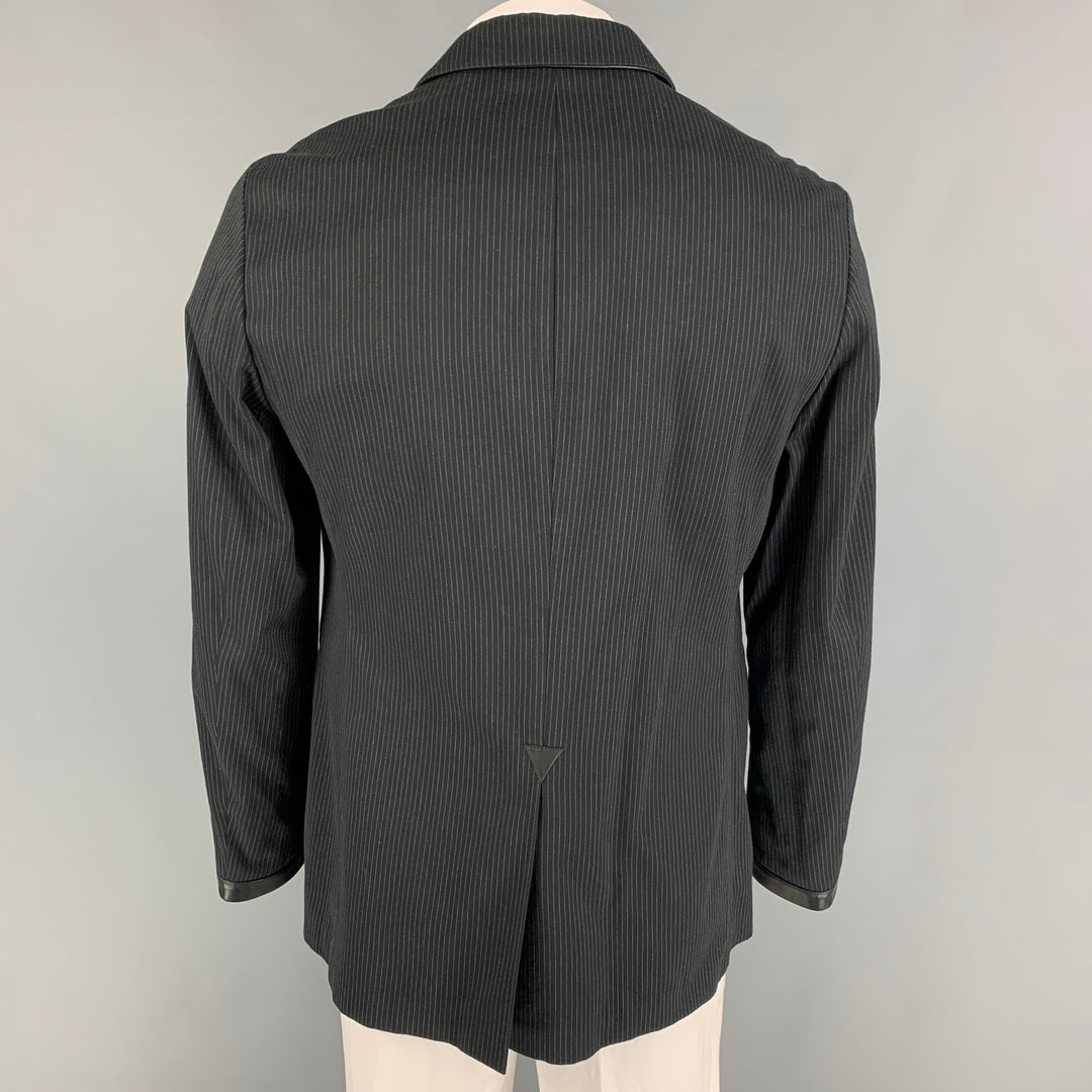 JOHN VARVATOS Taille 42 Manteau de sport en mélange de coton à fines rayures noir et gris