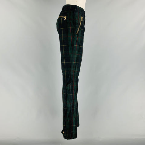 RALPH LAUREN Size 34 Navy Green Cotton  Elastane Plaid Low Rise Casual Pants