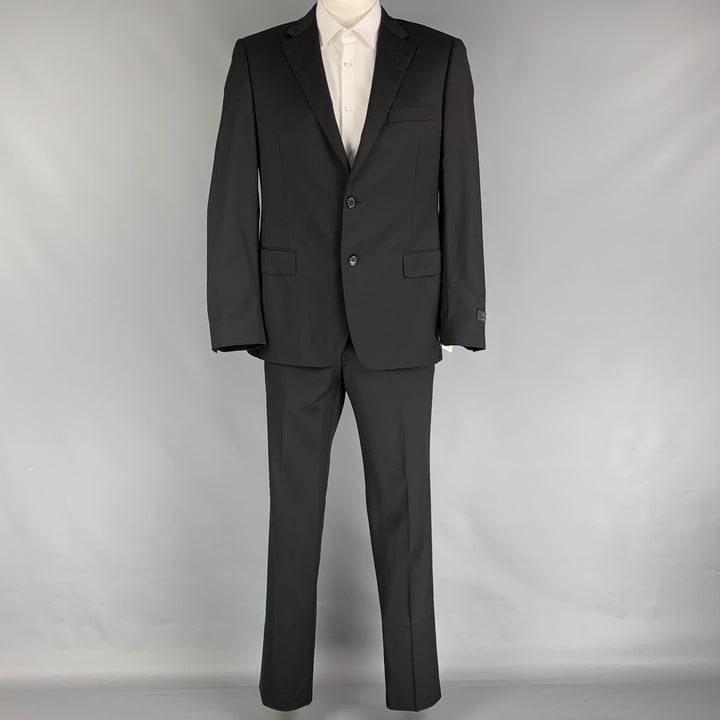 SAKS FIFTH AVENUE de SAMUELSOHN Talla 42 Traje regular de solapa de muesca de lana negra