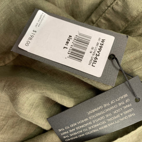 JOHN VARVATOS Size L Olive Linen Oversized Long Sleeve Shirt