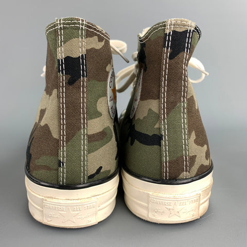 CONVERSE x CARHARTT WIP Chuck 70 Size 10.5 Olive & Black Camouflage Canvas High Top Sneakers