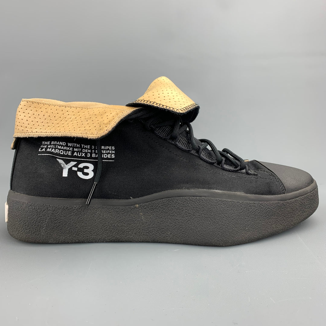 Y-3 Bashyo Size 9.5 Core Black Canvas High Top Sneakers