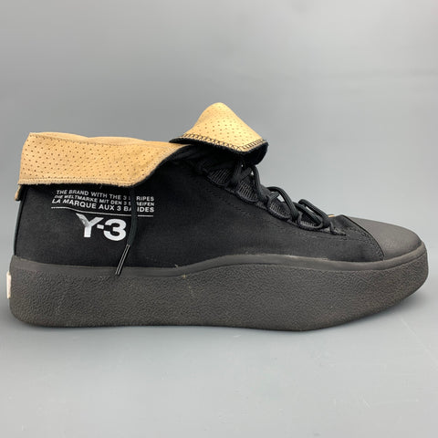 Y-3 Bashyo Size 9.5 Core Black Canvas High Top Sneakers