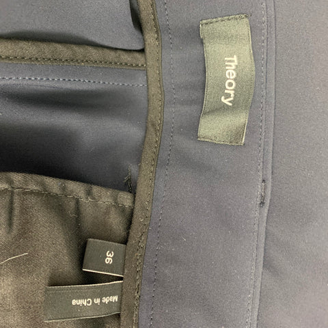 THEORY Size 36 Navy Polyamide Flat Front Dress Pants