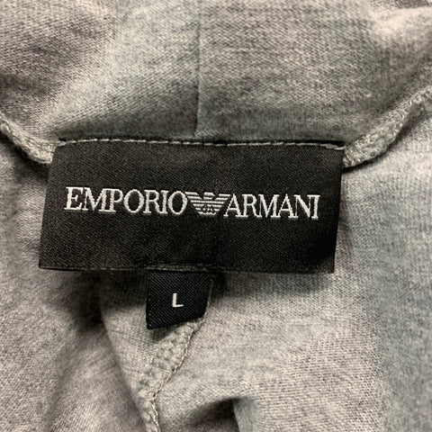 EMPORIO ARMANI Taille L Pull double couche en polyamide gris noir