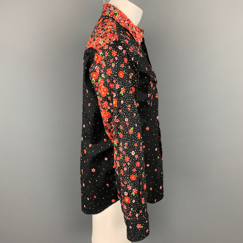 ENGINEERED GARMENTS Size M Black & Red Floral Cotton Long Sleeve Shirt
