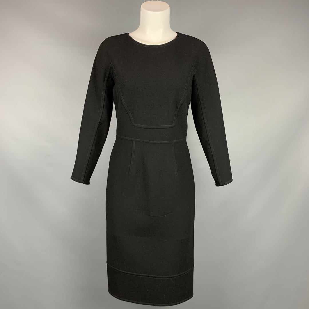 OSCAR DE LA RENTA Size 4 Black Crepe Wool Cocktail Dress
