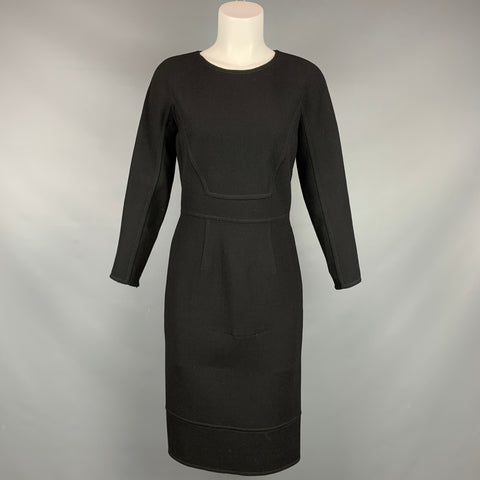OSCAR DE LA RENTA Taille 4 Robe de cocktail en laine crêpe noire