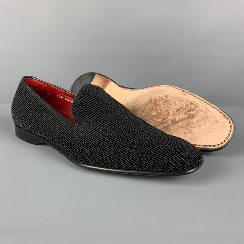 DONALD J PLINER Size 9 Black Beaded Leather Slip On Loafers