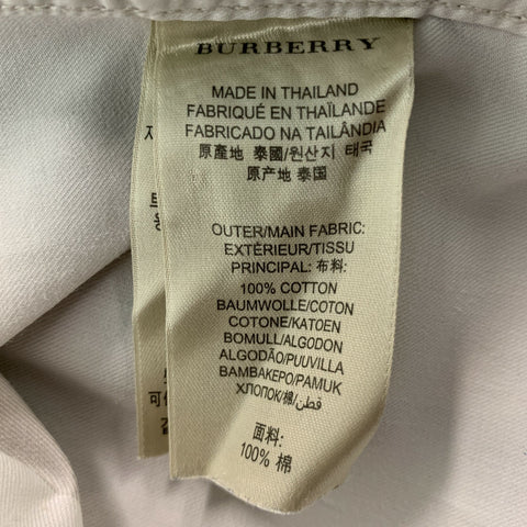 BURBERRY BRIT Size L White & Gray Plaid Cotton Button Down Short Sleeve Shirt