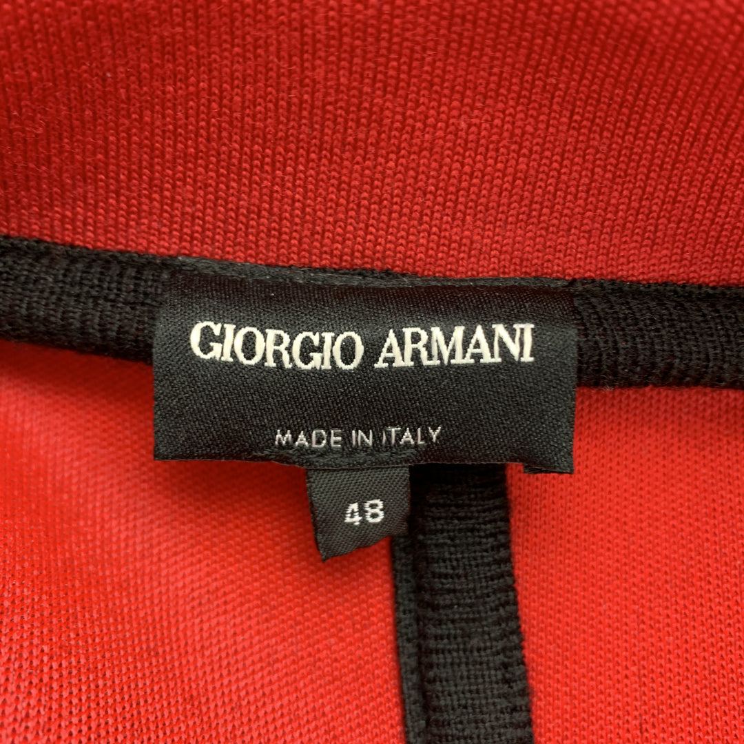 GIORGIO ARMANI Taille 12 Manteau rouge à col rond et bouton zippé