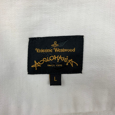 VIVIENNE WESTWOOD ANGLOMANIA Size L Off White Graphic Cotton Button Up Long Sleeve Shirt