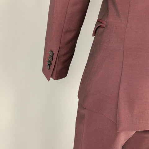 THE KOOPLES Size 34 Burgundy Wool Mohair Notch Lapel Suit