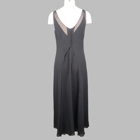 ARMAND VENTILO Taille 4 Robe longue en mousseline de soie marine col en V sans manches