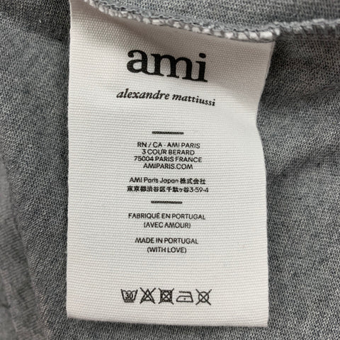 AMI by ALEXANDRE MATTIUSSI Size XXS Grey Embroidery Cotton T-shirt